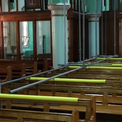 First scaffolding brought inside church, June 2017
